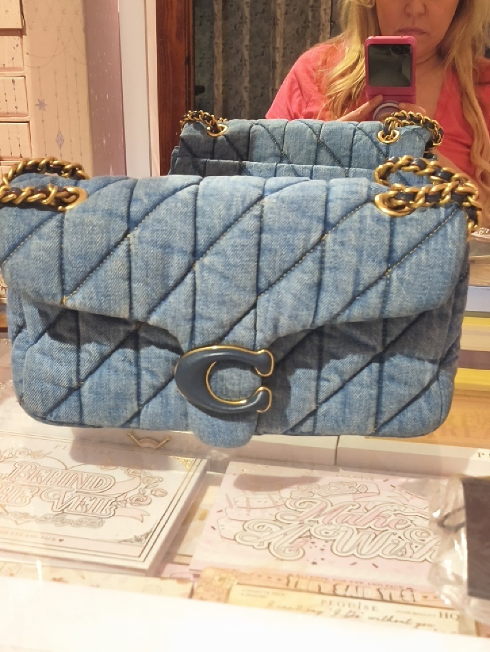 Coach Quilted Denim Crossbody with Brass Chain Tabby 26 Denim With Tags And Dust